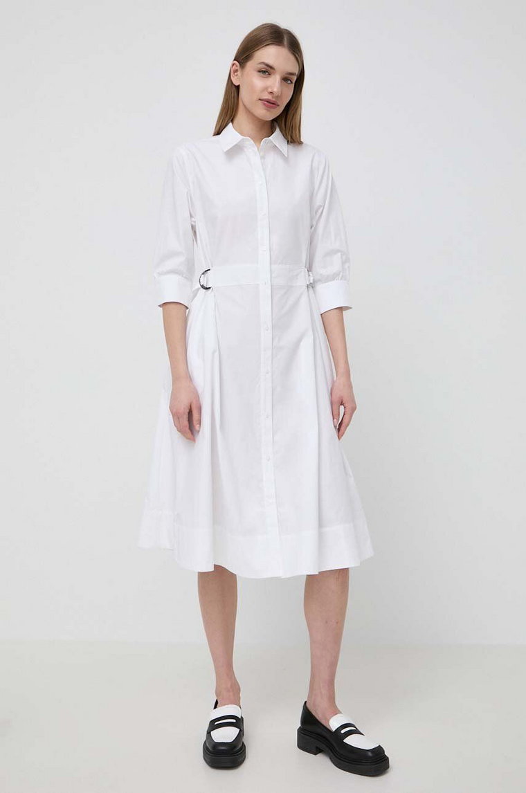 Karl Lagerfeld sukienka bawełniana kolor biały mini rozkloszowana
