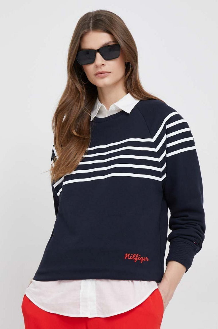 Tommy Hilfiger bluza bawełniana damska kolor granatowy wzorzysta