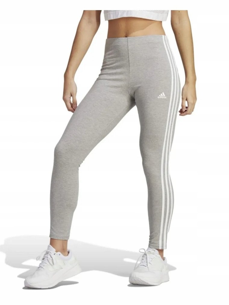 LEGGINSY GETRY ADIDAS IC7152 bawełniane szare trzy paski na co dzień XL