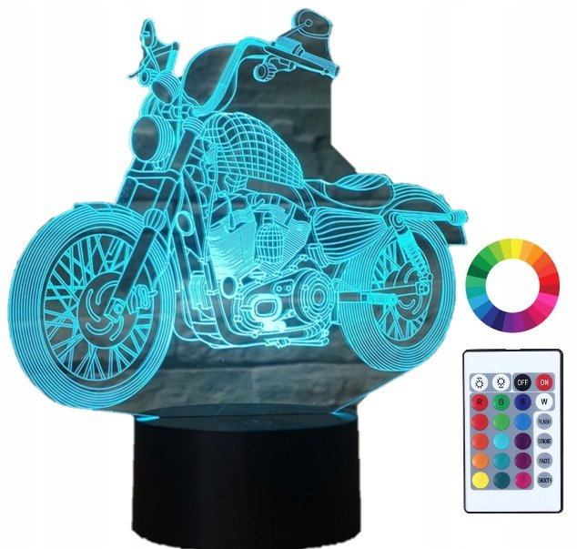 Lampka Nocna Led 3D Led Motor Harley Chopper Imię