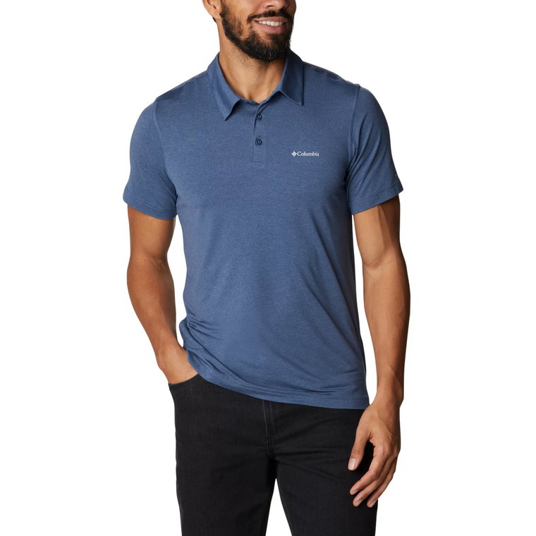 Columbia Tech Trail Polo Shirt 1768701479, Męskie, Niebieskie, koszulki polo, poliester, rozmiar: L