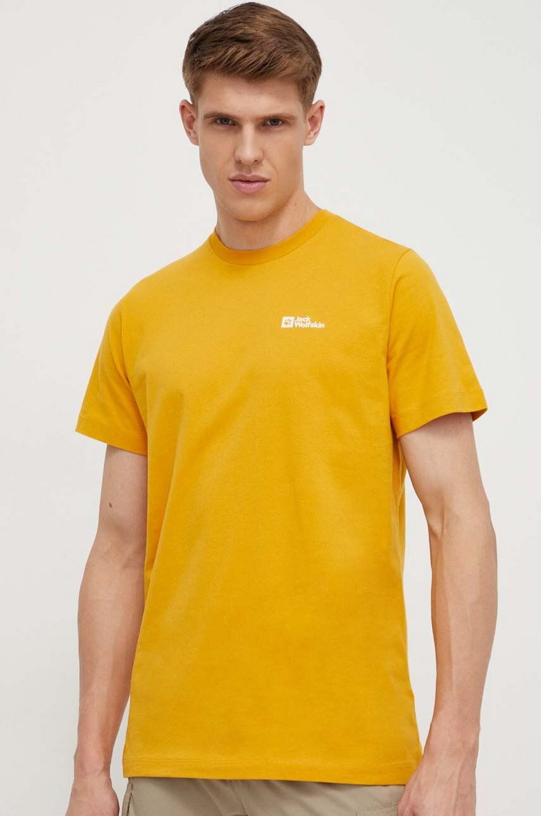 Jack Wolfskin t-shirt bawełniany Essential kolor żółty 1808382