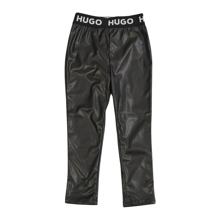 Czarne elastyczne legginsy dla dziewczynki Hugo Boss