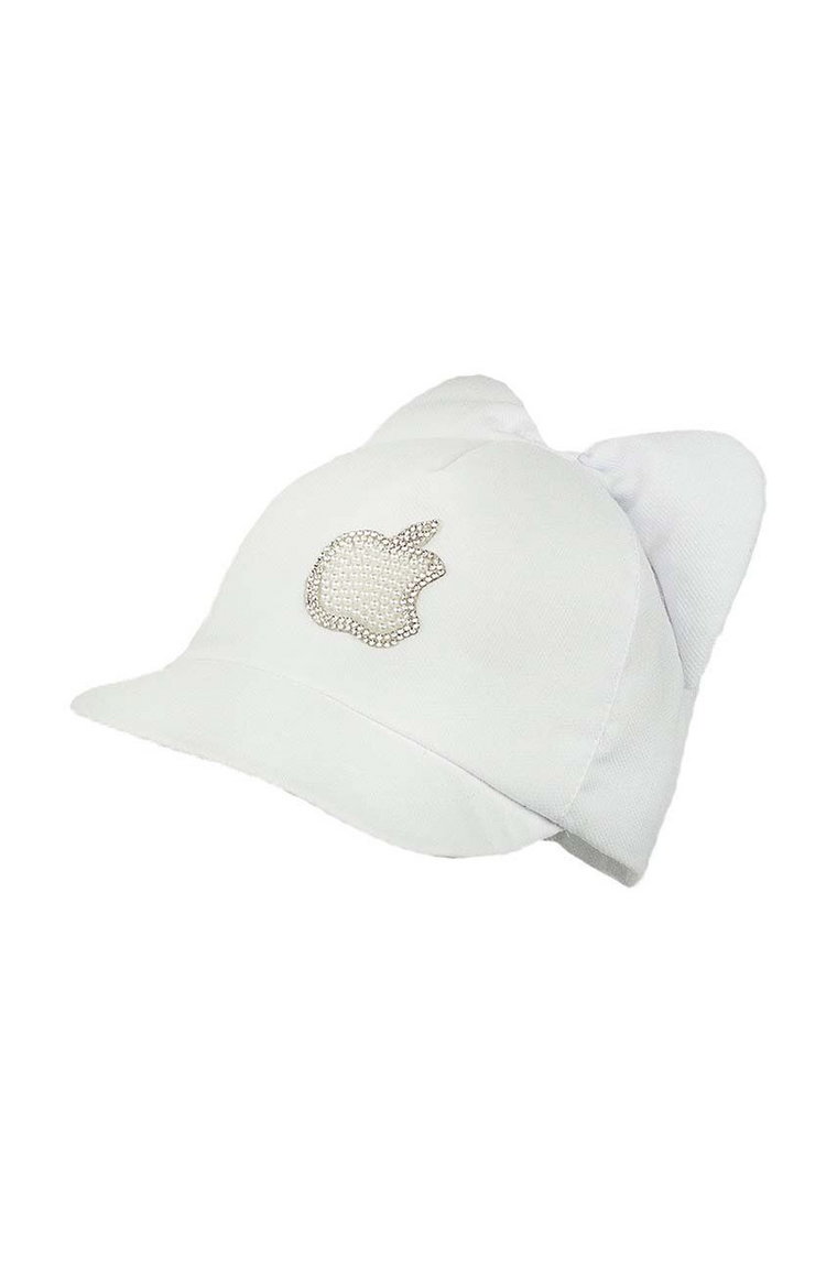 Jamiks czapka z daszkiem bawełniana dziecięca ANTOINETTE kolor biały z aplikacją