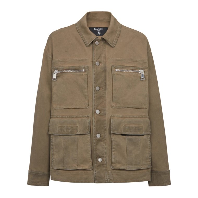 Multipocket Utilitarian Denim Jacket Balmain