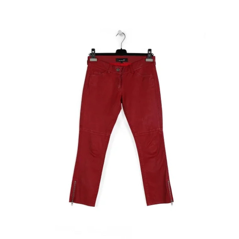 Czerwone skórzane spodnie z prostymi nogawkami Isabel Marant Pre-owned