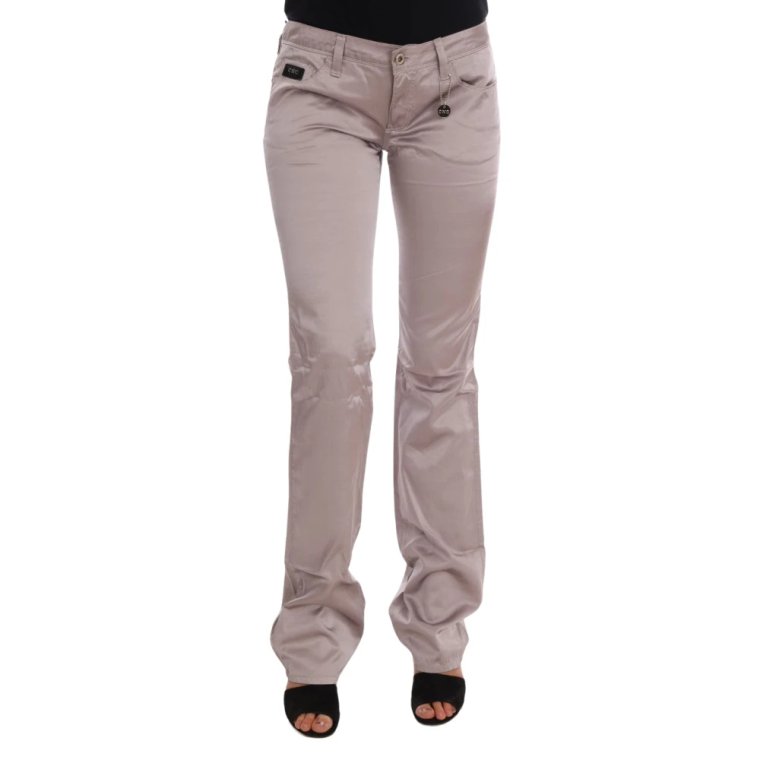 Beige Slim Fit Designer Jeans Costume National