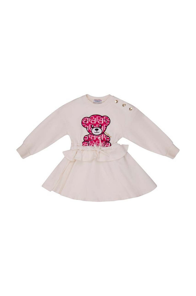 Pinko Up sukienka dziecięca kolor beżowy mini rozkloszowana