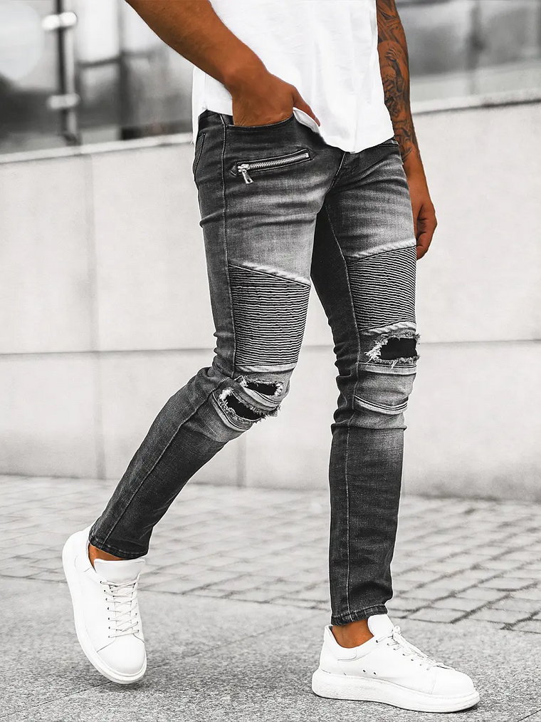 Spodnie jeansowe męskie czarne OZONEE NB/MP0122N