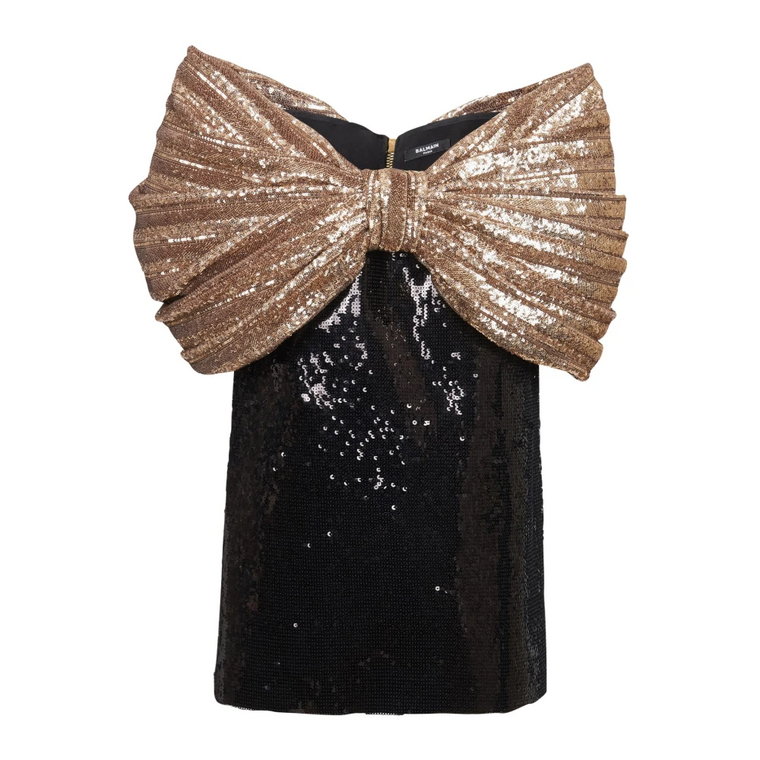 Sequinned dress with oversized bow Balmain