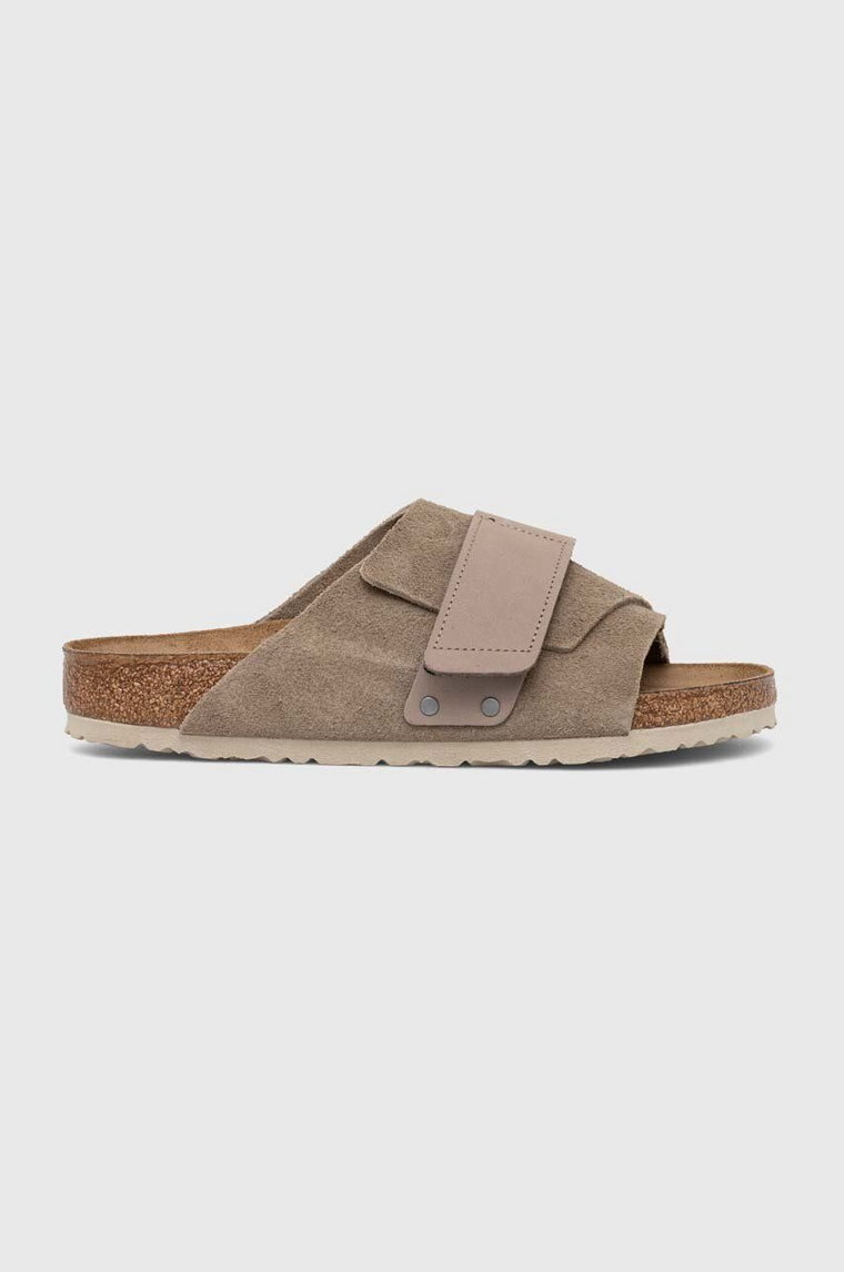 Birkenstock klapki zamszowe Kyoto męskie kolor beżowy 1015572