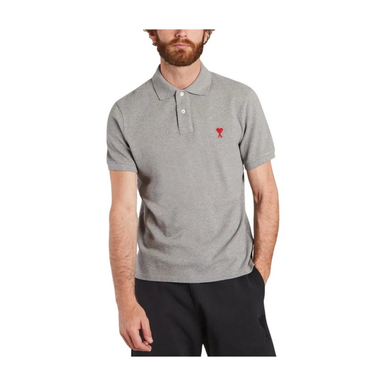 Heather Gray Polo z Organicznego Bawełny Ami Paris