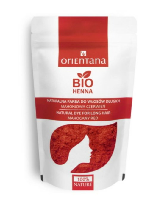 ORIENTANA Bio Henna Naturalna Farba Do Włosów Długich Mahoniowa Czerwień - 100g