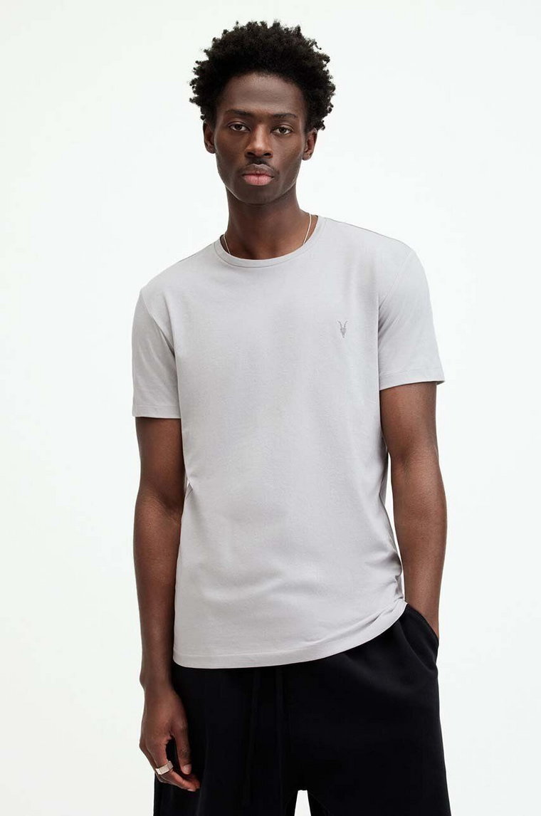 AllSaints t-shirt TONIC SS CREW męski kolor szary gładki