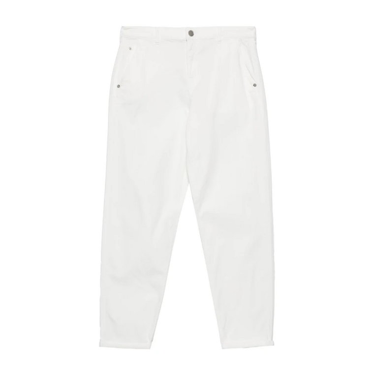 Białe Spodnie z Mieszanki Bawełny Emporio Armani