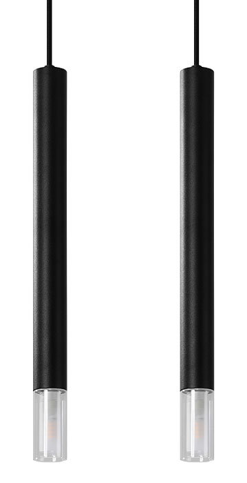 Czarna podwójna lampa wisząca tuba - S160-Tixa