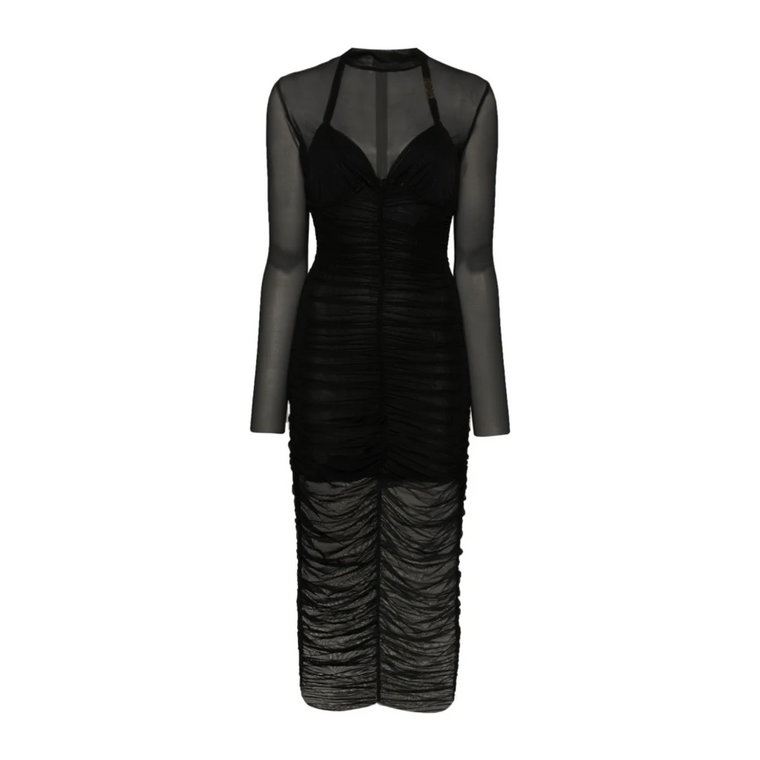 Czarne Długie/Special Sukienki Versace Jeans Couture