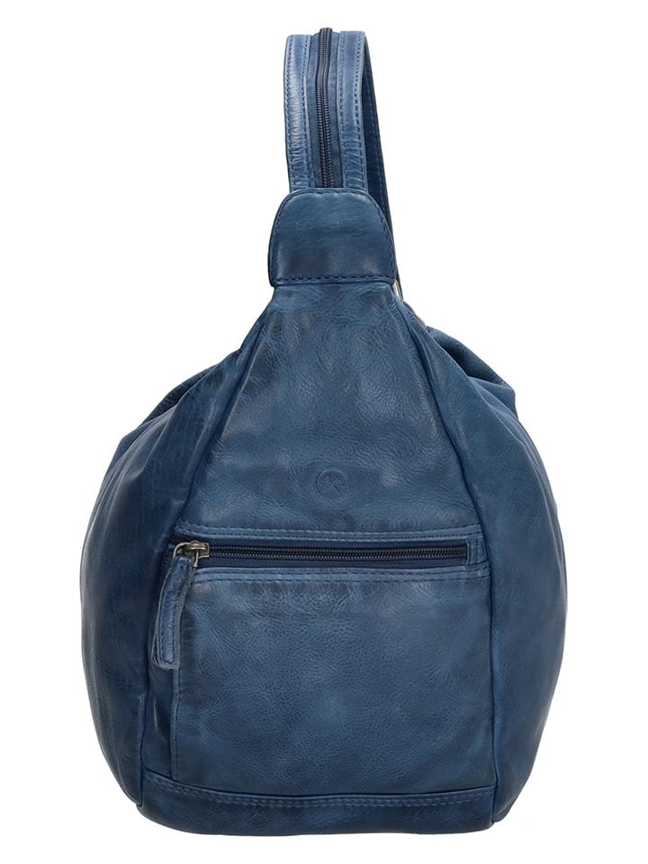 HIDE & STITCHES Skórzany plecak w kolorze niebieskim - 32 x 34 x 15 cm