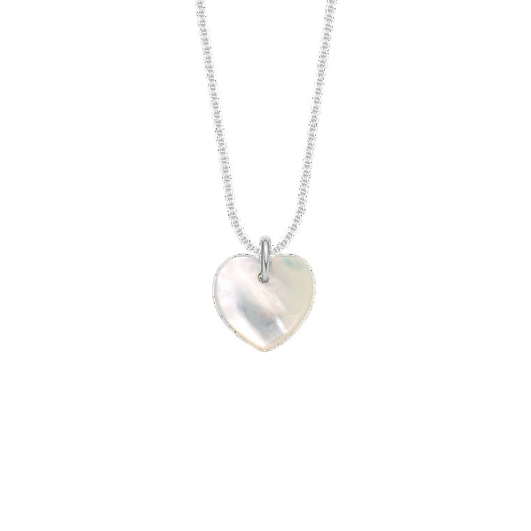 Naszyjnik z sercem z masy perłowej na cienkim klasycznym łańcuszku