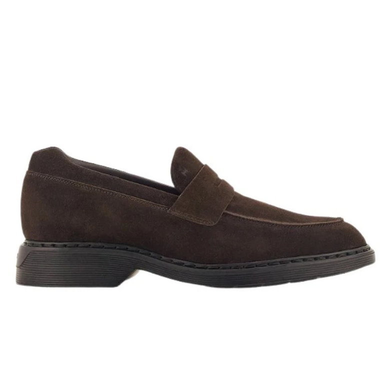 Stylowe Ebony Loafersy z zamszu Hogan