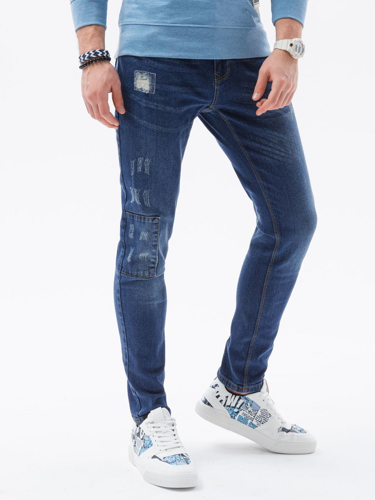 Spodnie męskie jeansowe SKINNY FIT - niebieskie P1060