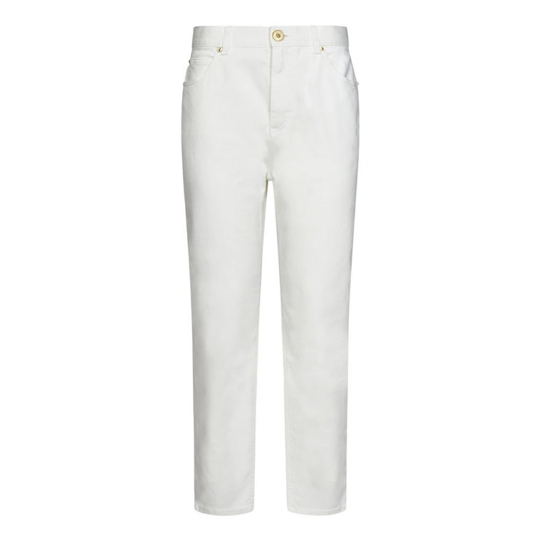 Białe Spodnie Slim-Fit z Wysokim Stanem Balmain