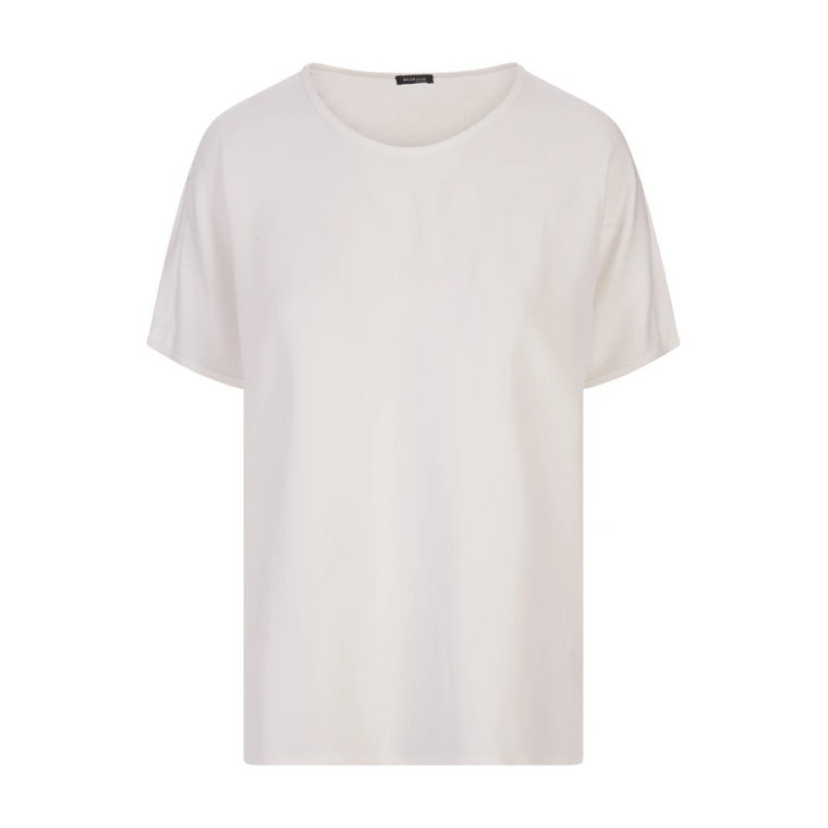 Jedwabny T-shirt z okrągłym dekoltem Biały Kiton