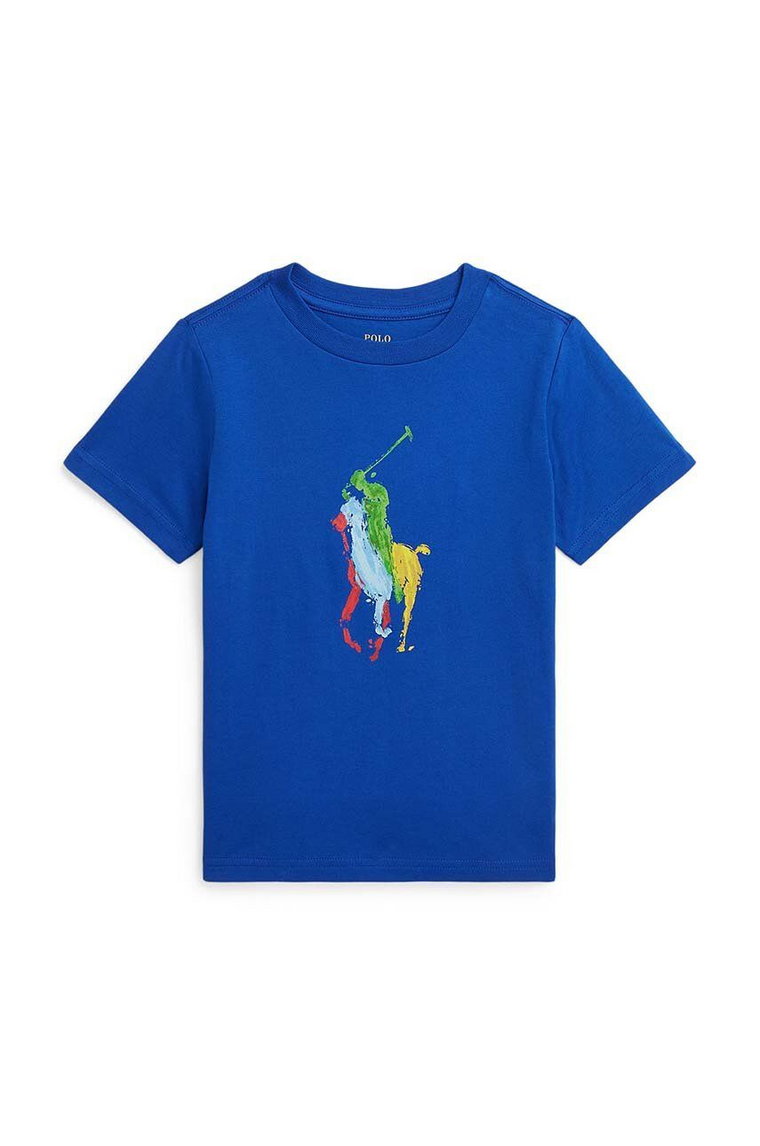 Polo Ralph Lauren t-shirt bawełniany dziecięcy kolor niebieski z nadrukiem