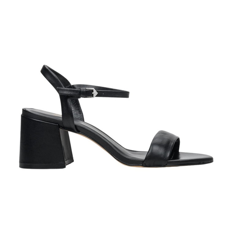 Women's Block Heel Black Sandals made of Genuine Leather Estro Er00112425 Estro