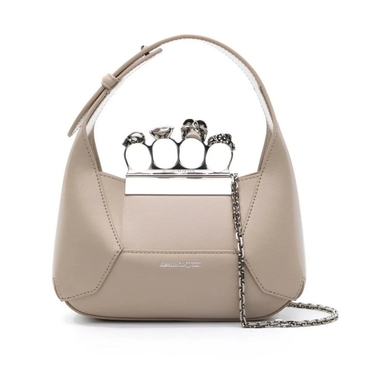 Jewelled Hobo Mini Torba Brązowa Alexander McQueen