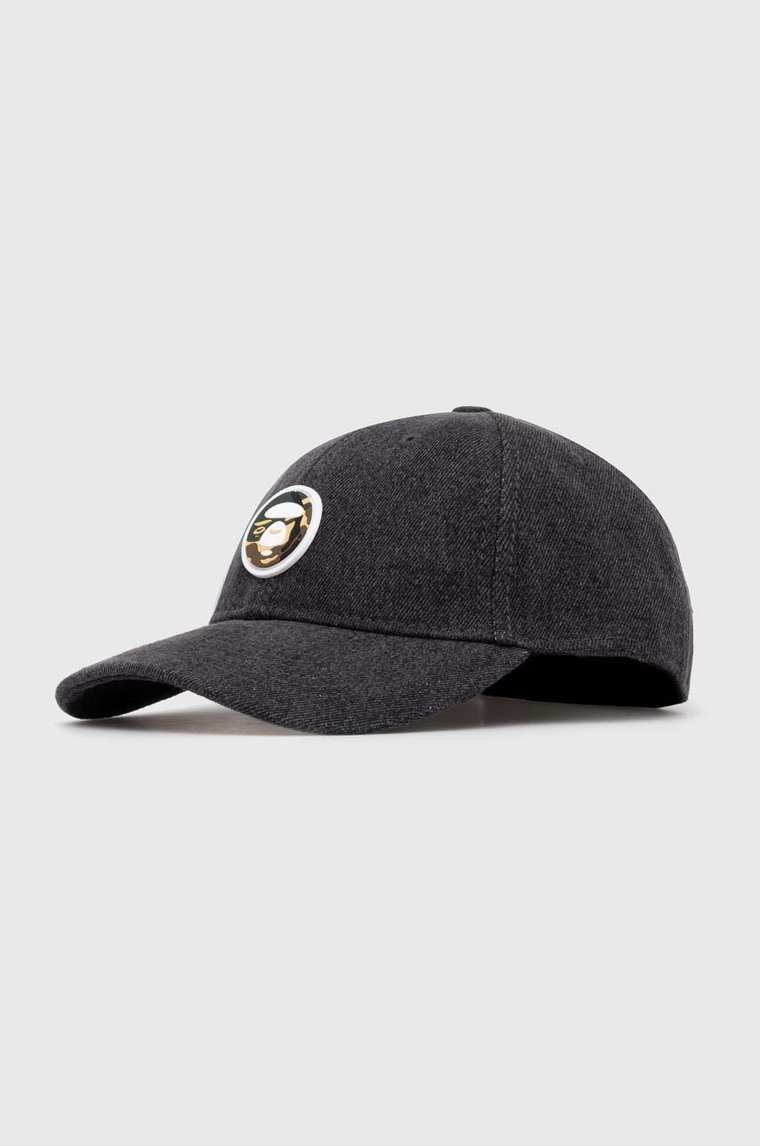 AAPE czapka z daszkiem bawełniana Cotton Denim kolor czarny z aplikacją ACP5222