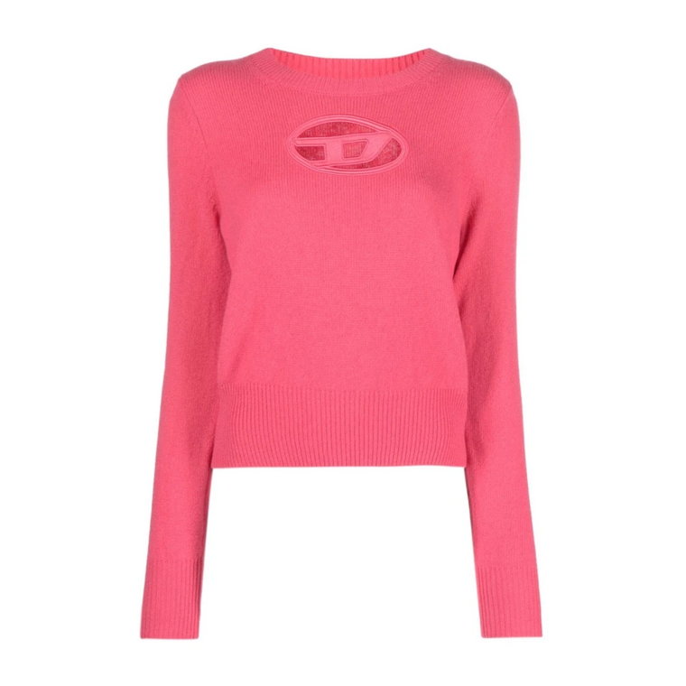 Fuchsia Crewneck Sweter z Wycięciem na Klatce Piersiowej Diesel