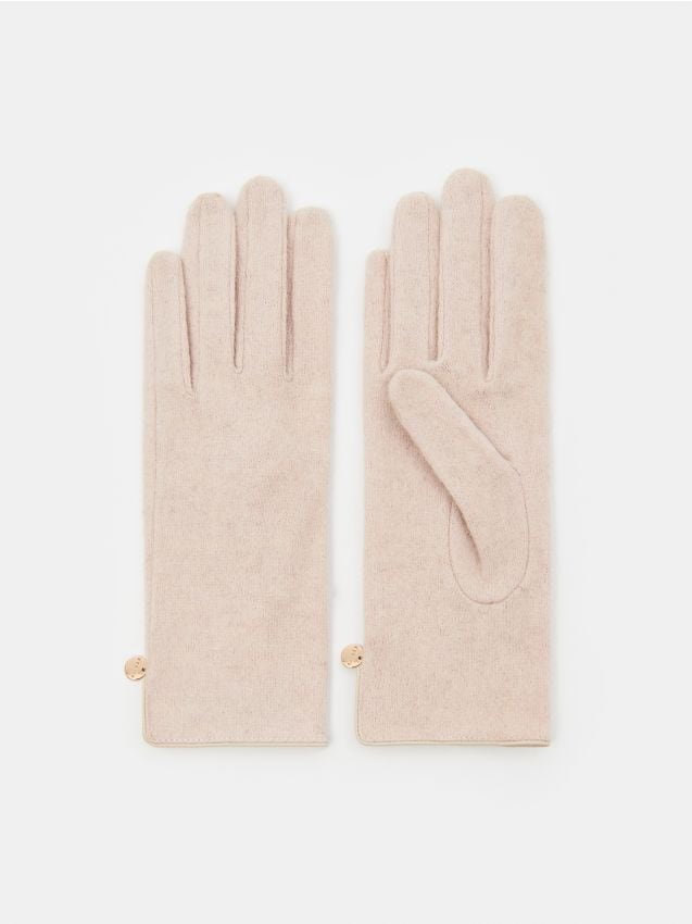 Mohito - Kremowe rękawiczki z wełną - kremowy
