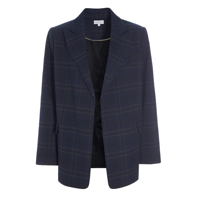 Navy Check Oversized Blazer Dea Kudibal