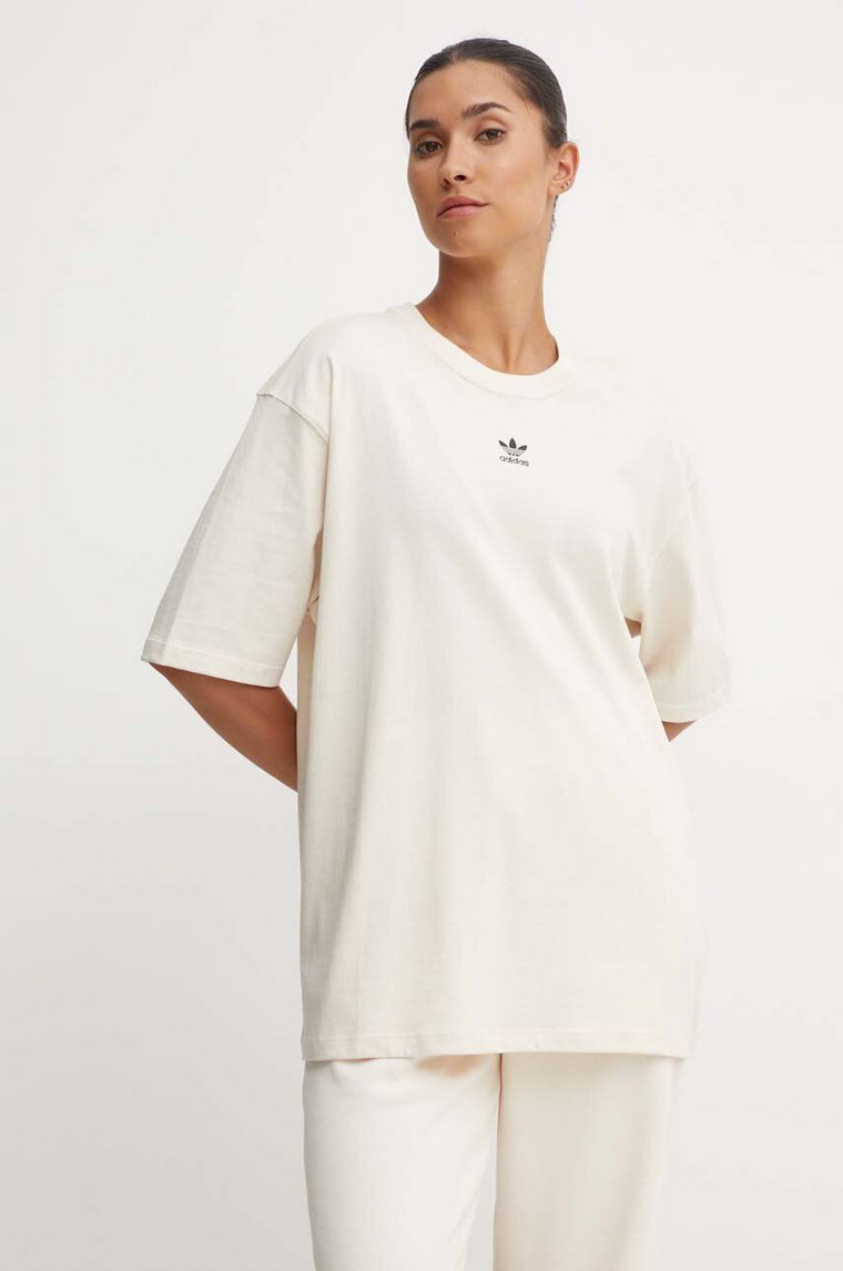 adidas Originals t-shirt bawełniany damski kolor beżowy IY7326