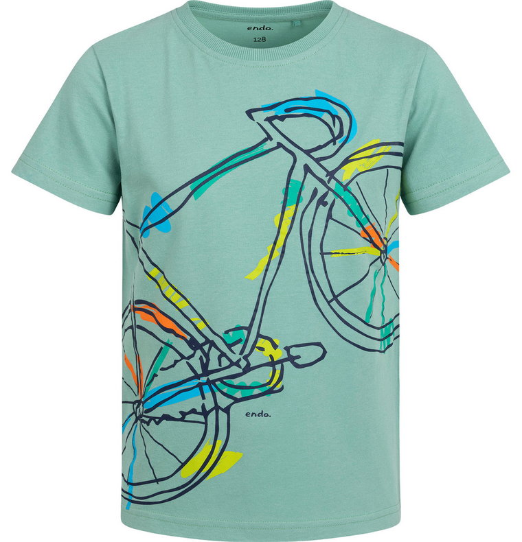 T-shirt Koszulka dziecięca chłopięca 134 Bawełna z rowerem Zielony Endo