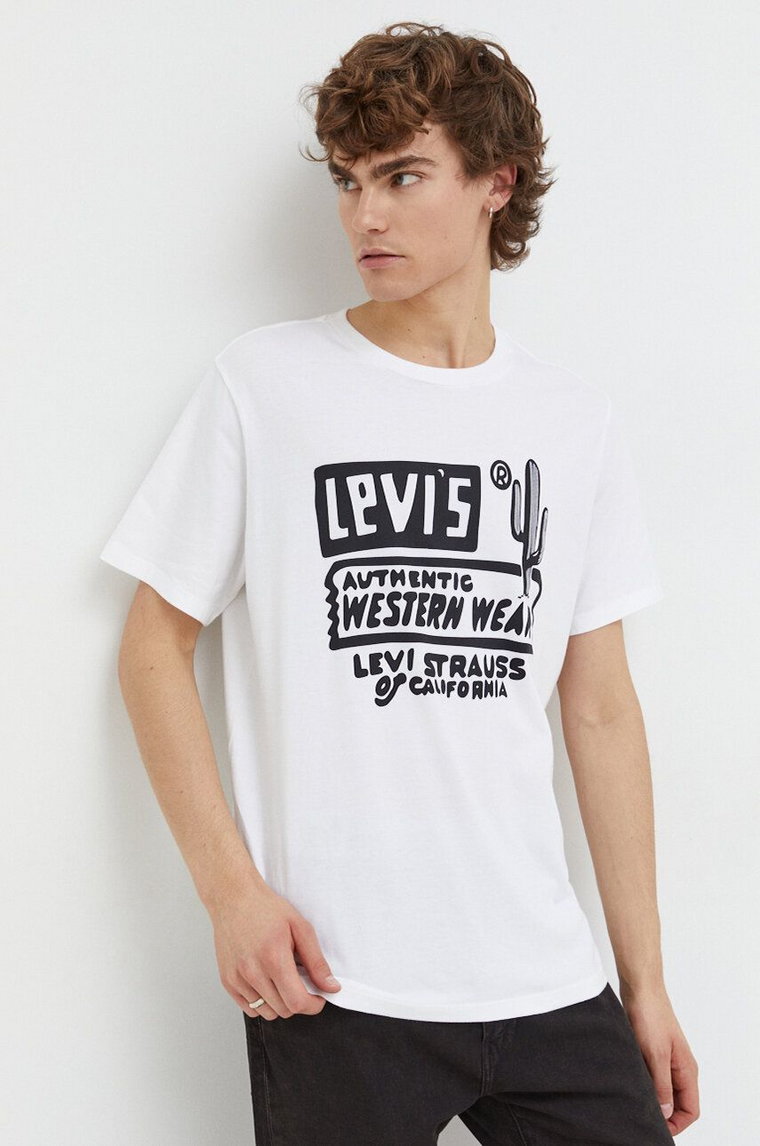 Levi's t-shirt męski kolor biały z nadrukiem