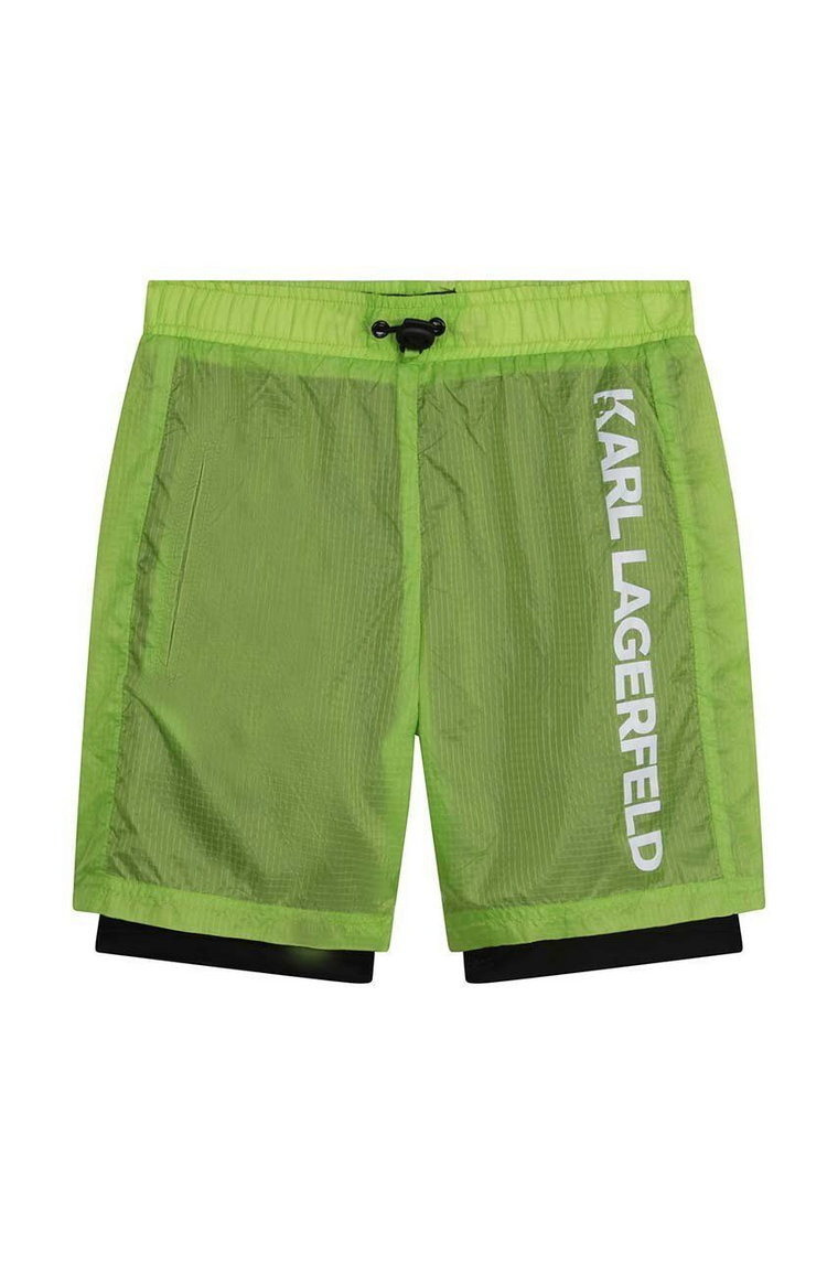 Karl Lagerfeld szorty dziecięce kolor zielony regulowana talia