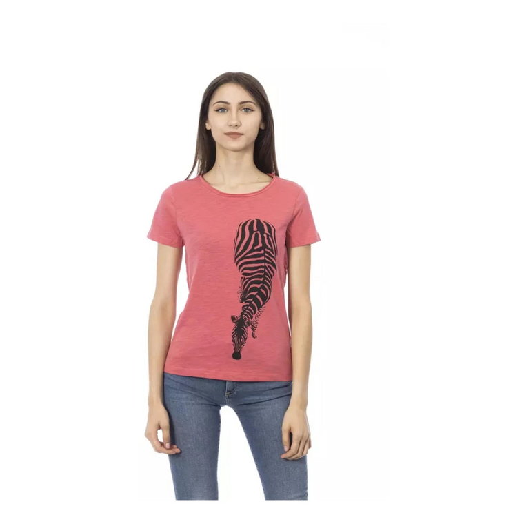 Różowa Koszulka z Nadrukiem dla Kobiet Trussardi