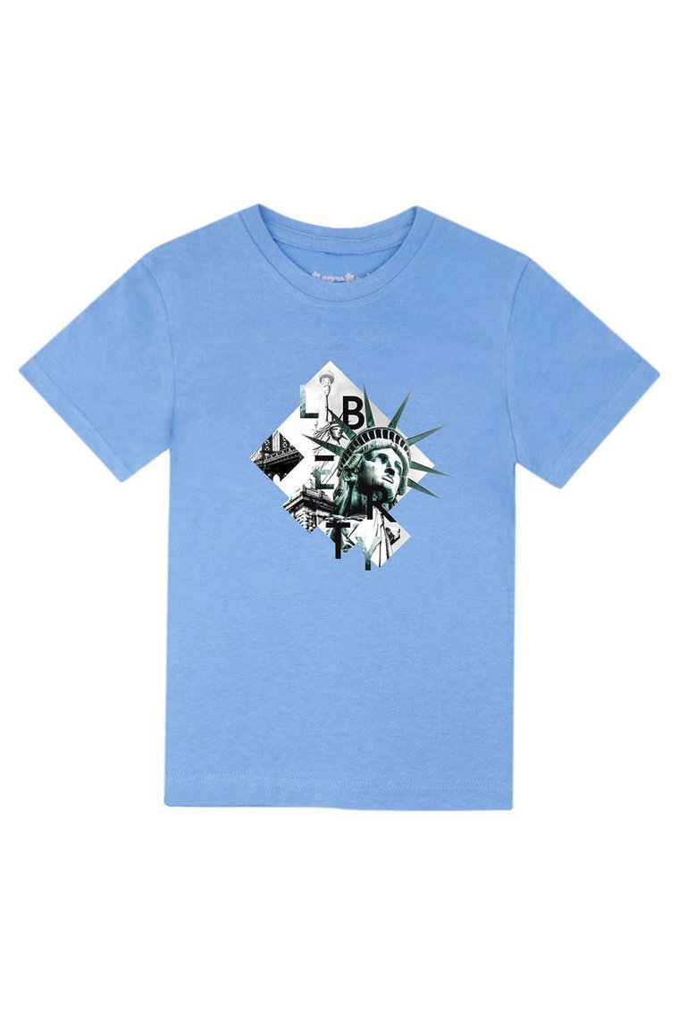 Niebieski t-shirt dla chłopca z bawełny Tup Tup Statua Wolności