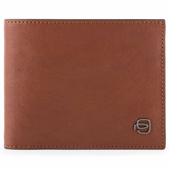 Piquadro Czarny kwadratowy portfel skórzany 11 cm cuoio