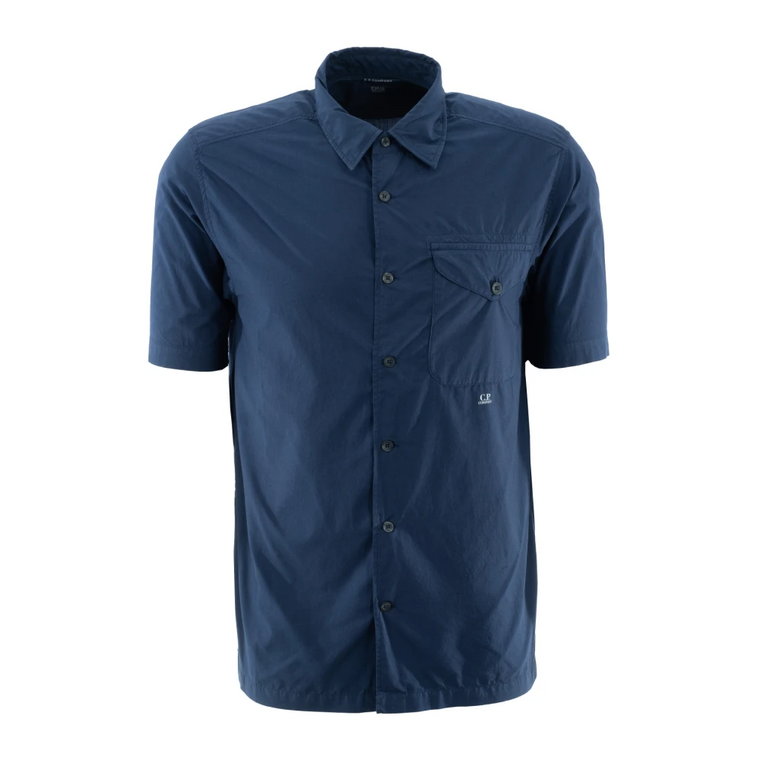 Niebieska koszula z krótkim rękawem, stylowa i wszechstronna C.p. Company