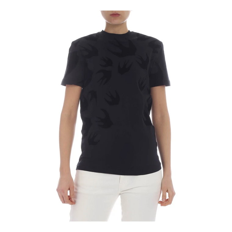 Koszulka Velvet Swallow, Czarny Motyw ze Słowikami Alexander McQueen