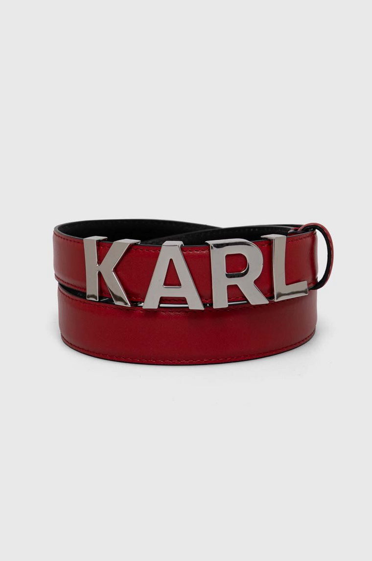 Karl Lagerfeld pasek skórzany damski kolor czerwony