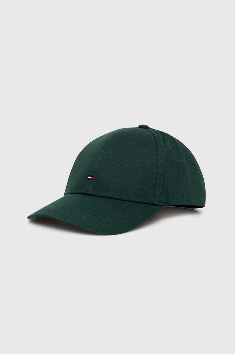 Tommy Hilfiger czapka z daszkiem bawełniana kolor zielony gładka AM0AM11478
