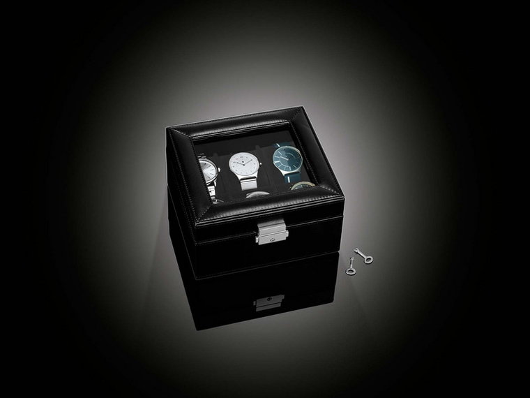 AURIOL Pudełko na zegarki, zamykane, ze szlachetnym aksamitnym wykończeniem (Kwadratowy)