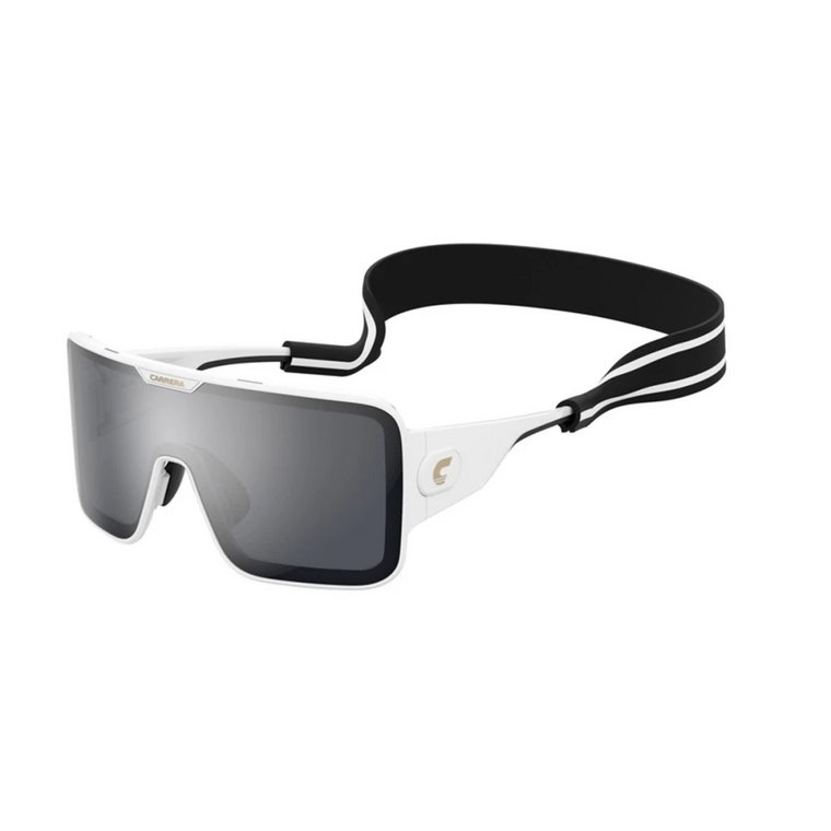 Białe okulary przeciwsłoneczne ze srebrnymi lustrzanymi soczewkami Carrera