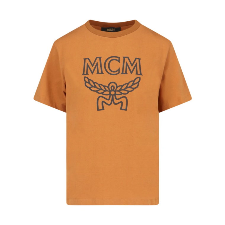 Brązowa Koszulka z Logo dla Mężczyzn MCM