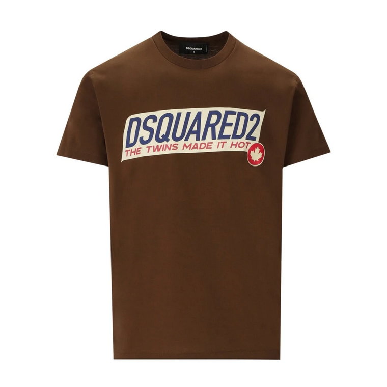 Cool Brązowa Koszulka z Logo Dsquared2