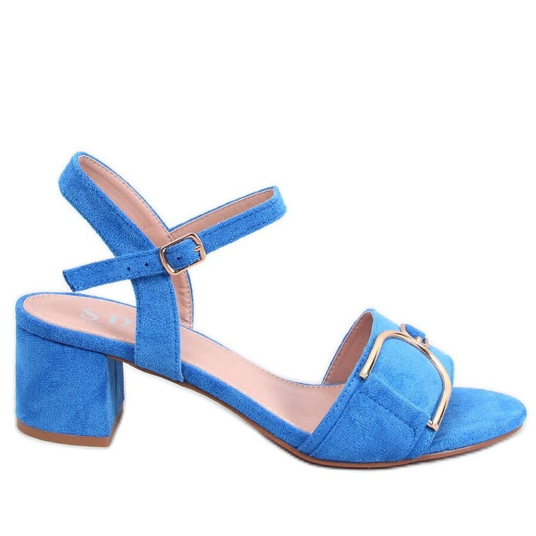 Sandałki na niskim obcasie Parisy Blue niebieskie